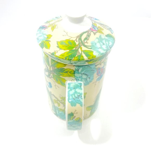 World Market Ceramic Tea Cup Lid & Infuser Basket Asian Peacock Floral 3 Pc - Picture 4 of 11